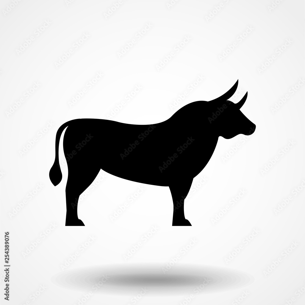 The black silhouette of a bull. Vector illustration