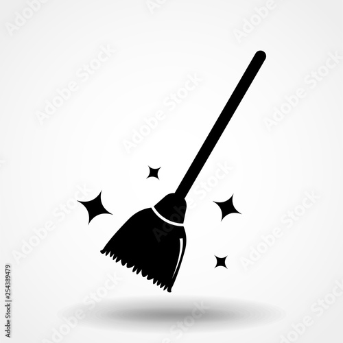 Isolated broom icon symbol on clean background. Vector besom element in trendy style.