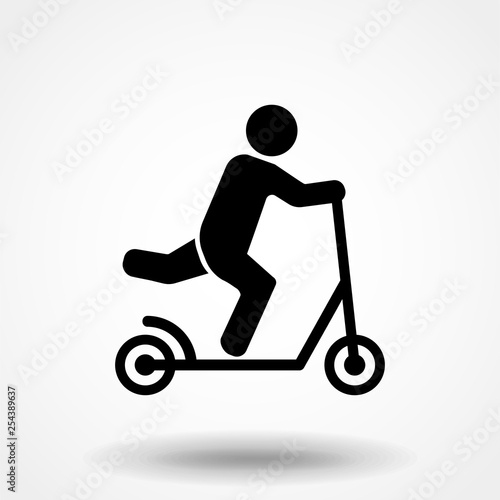 Man on Scooter vector web icon isolated on white background, EPS 10, top view