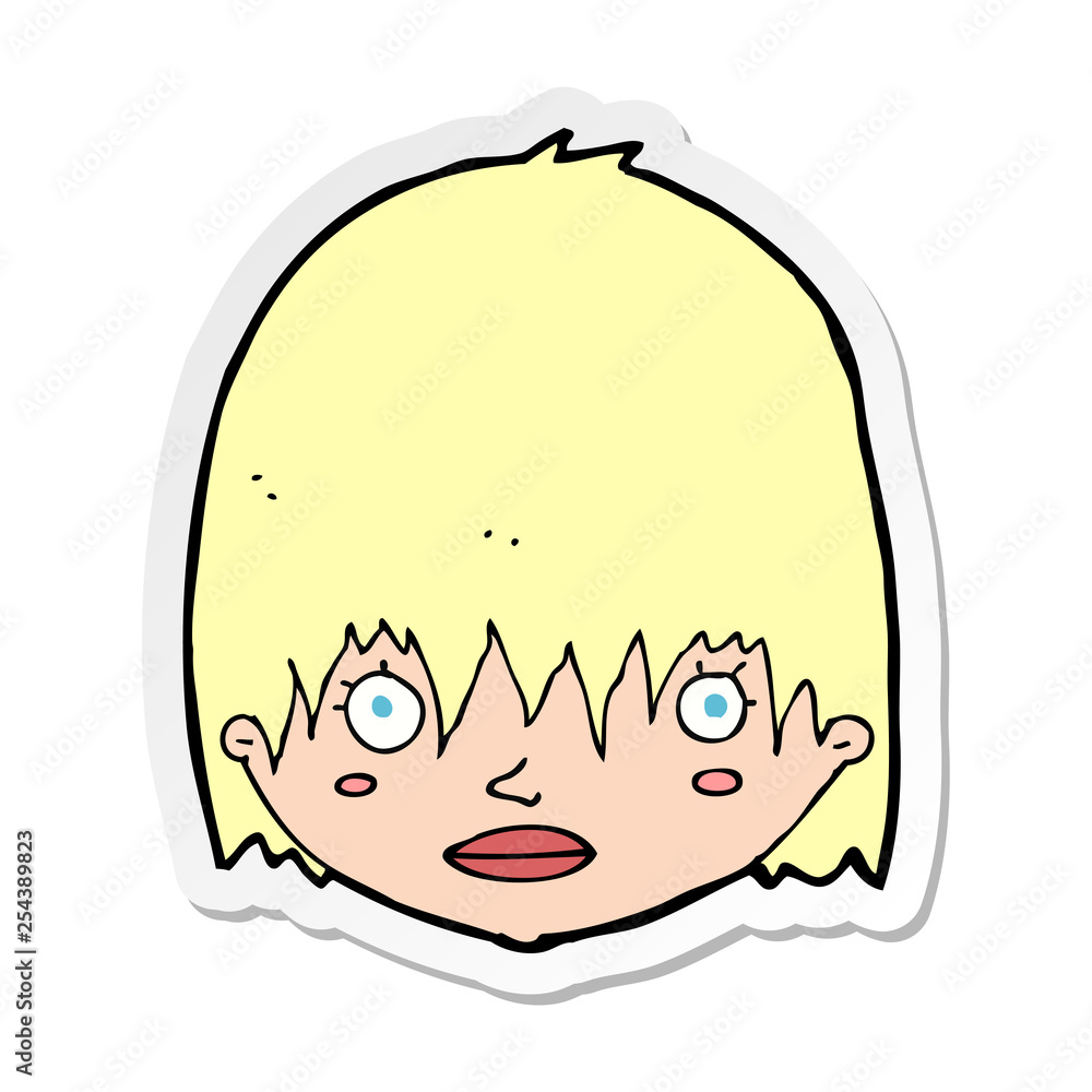 sticker of a cartoon staring woman sticker of a cartoon staring woman