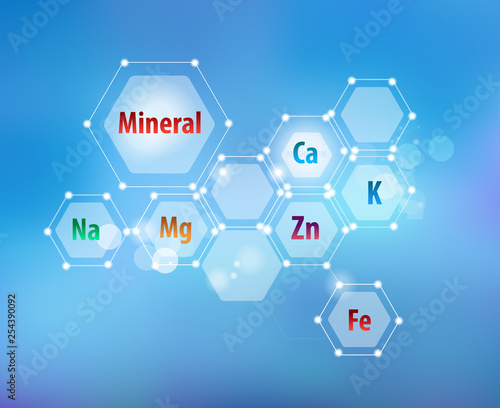 Essential minerals for human health. Abstract scheme.