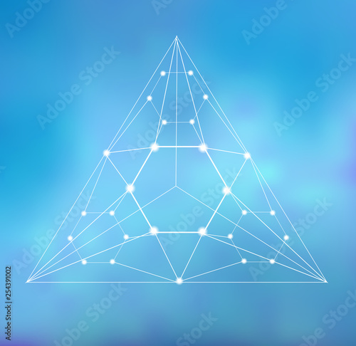 Abstract background with polygonal pyramid.