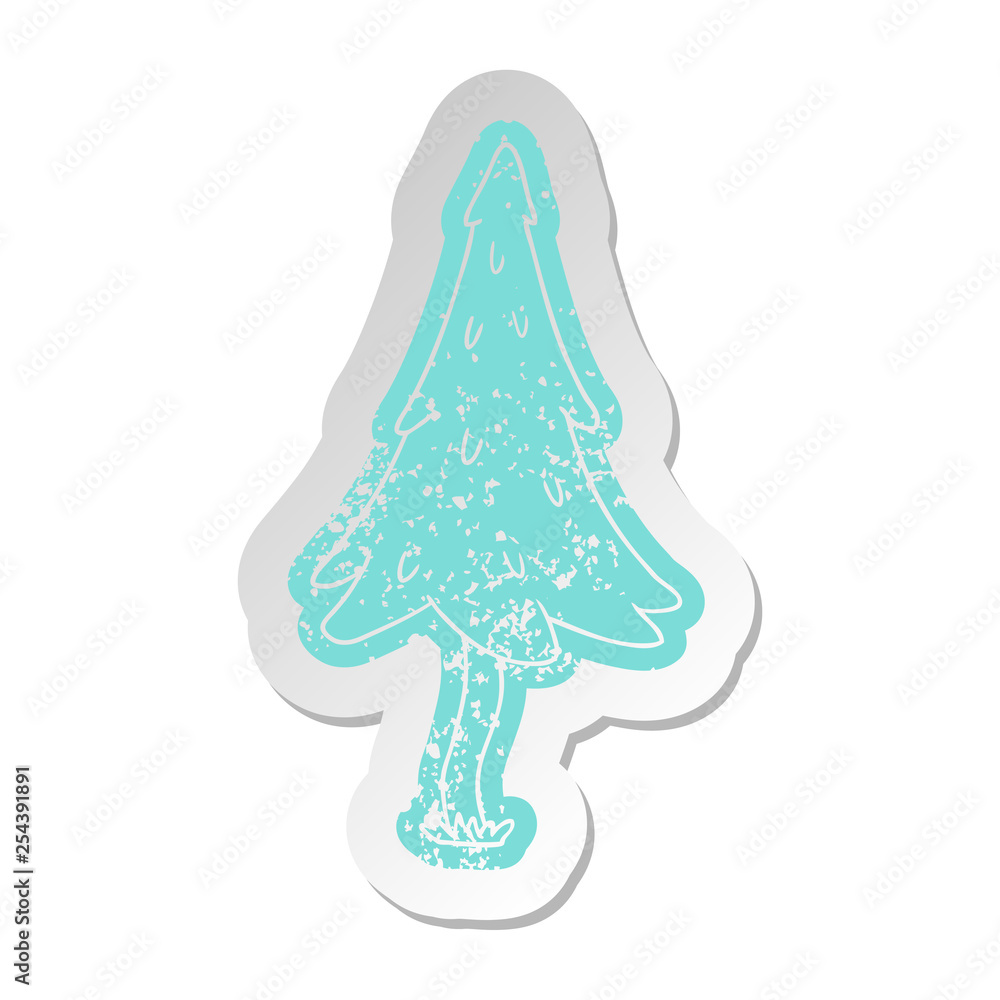 distressed old sticker of woodland pine trees distressed old sticker of woodland pine trees