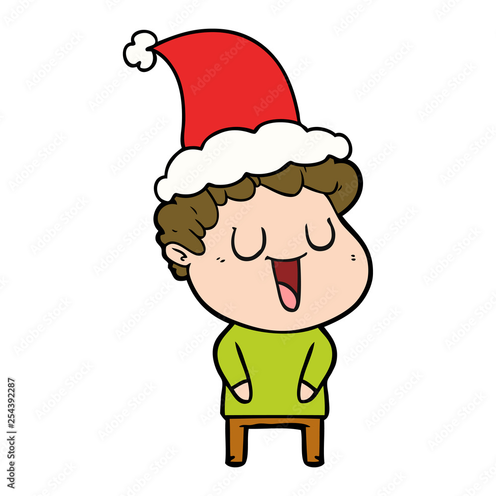 laughing line drawing of a man wearing santa hat laughing line drawing of a man wearing santa hat
