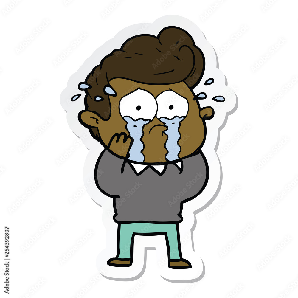 sticker of a cartoon crying man sticker of a cartoon crying man