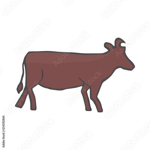 Rustic color cow silhouette vector isolated on white background  barbeque design element  beef design element