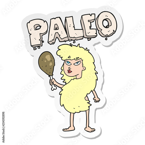 sticker of a cartoon woman on paleo diet