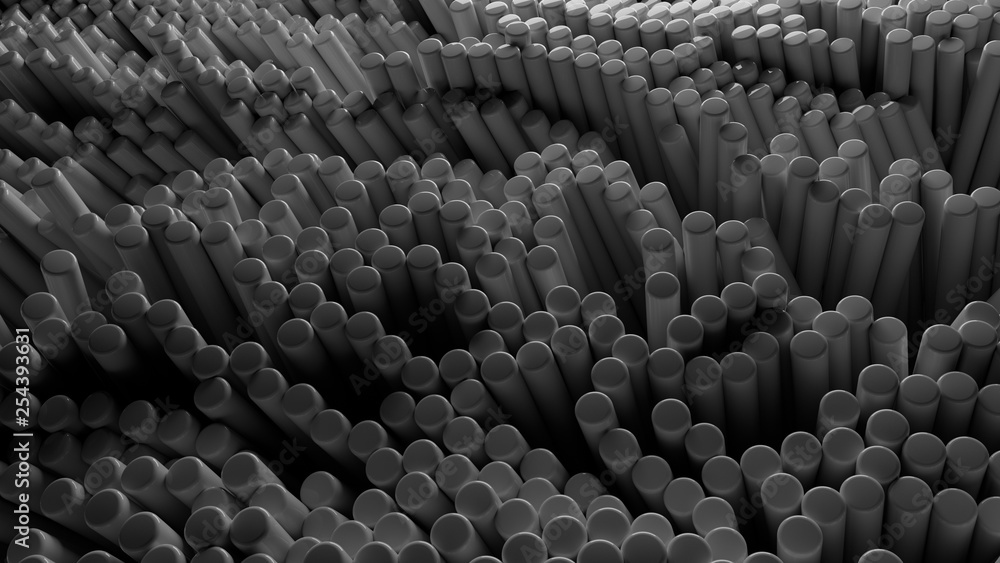 Obraz premium 3d render abstract background made of chaotic vertical tubes. Simple shape with random direction.
