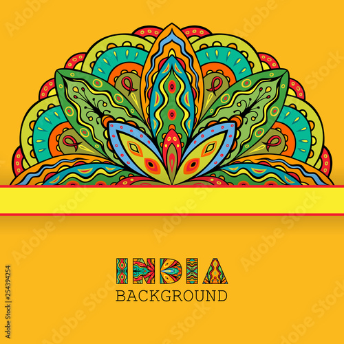Festive background with bright ethnic Indian pattern.