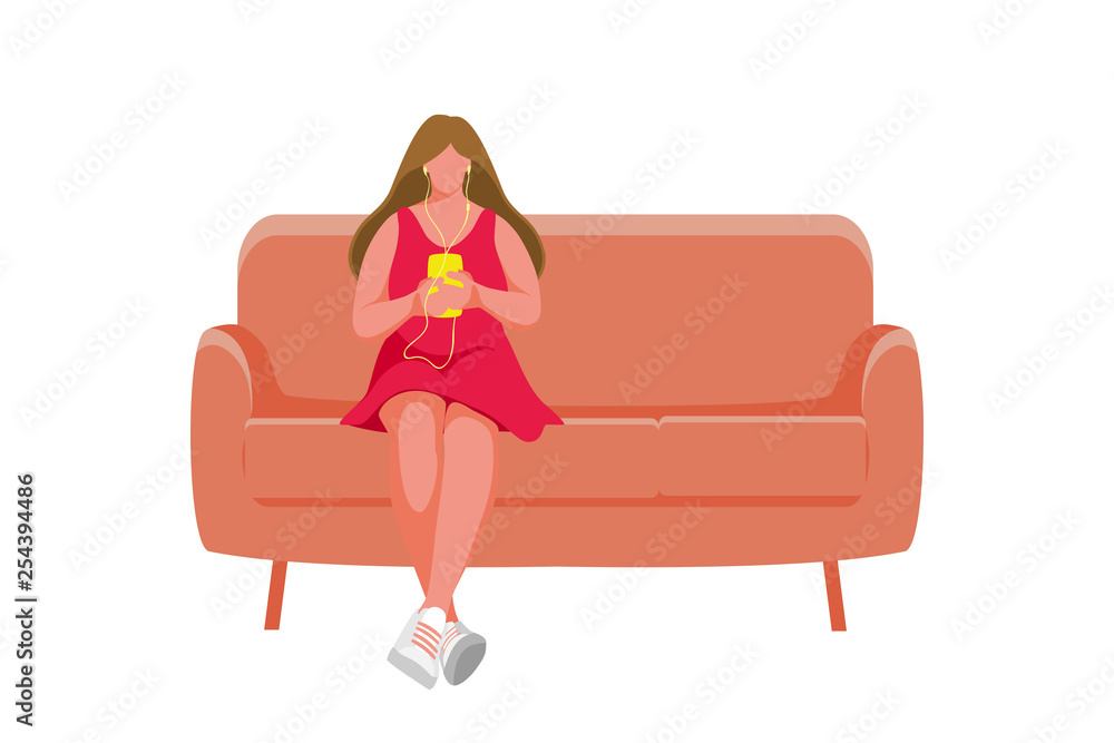 Girl sitting on the sofa Girl sitting on the sofa