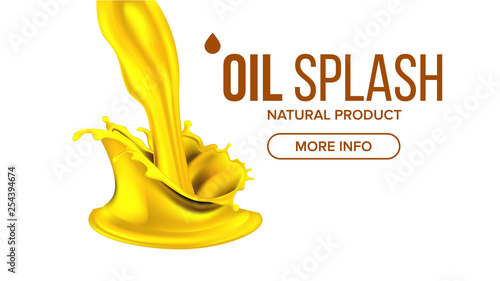 Oil Splash Vector. Liquid Drop. Gold Droplet. Olive, Flow. Organic Diesel. Mechanic Symbol. 3D Realistic Isolated Illustration