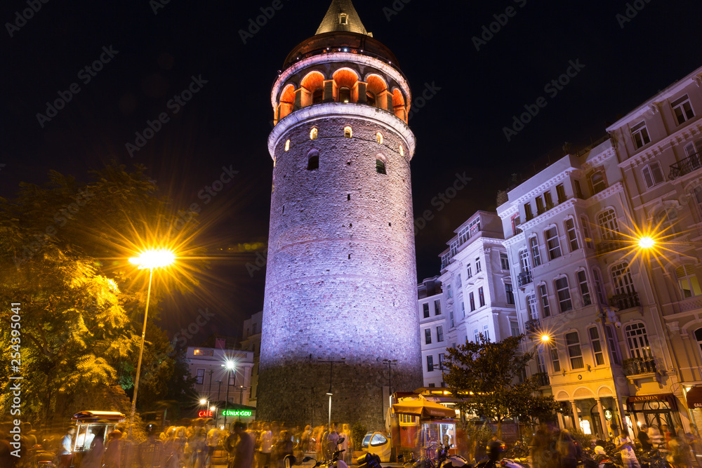 Night view of Galata Tower