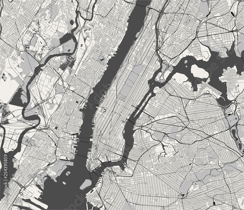 map of the New York City, NY, USA
