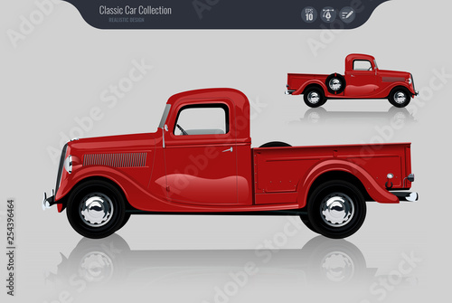 Detailed classic car vector. İsolated on grey background. Vector	