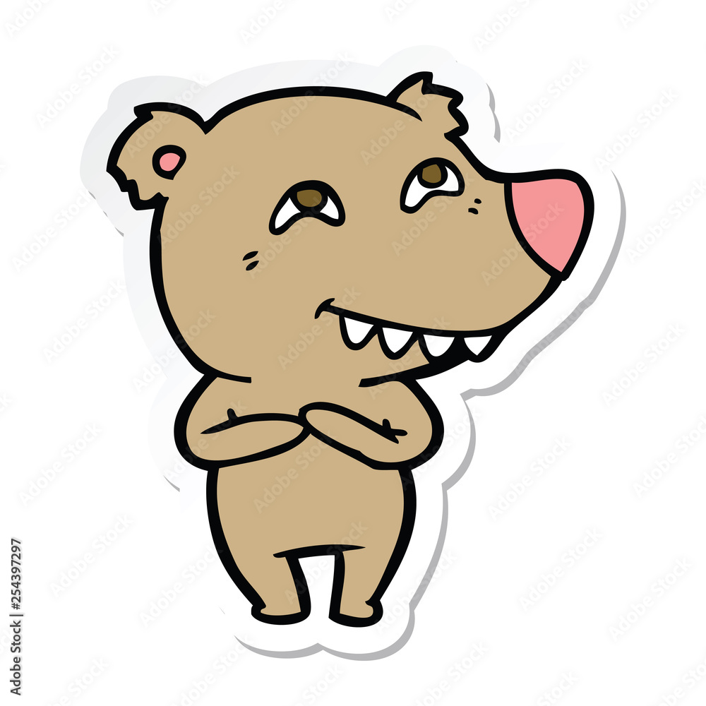 Fototapeta premium sticker of a cartoon bear showing teeth