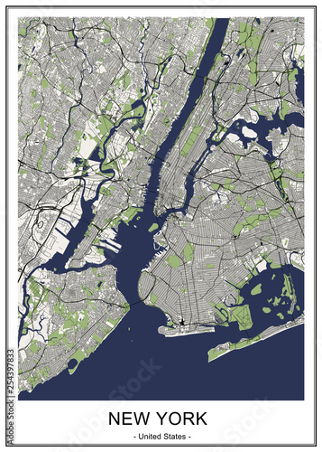 map of the New York City, NY, USA