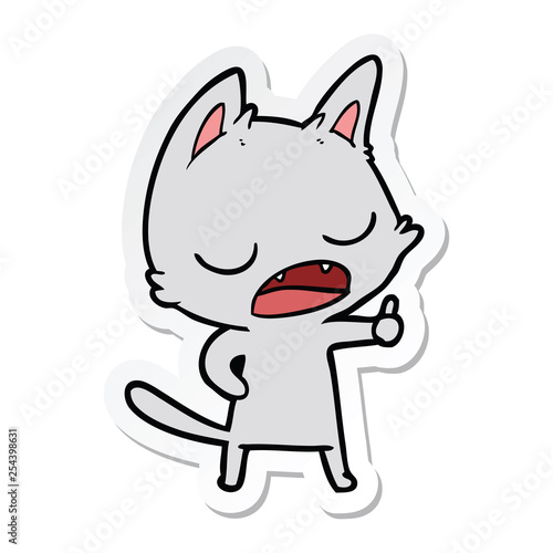 sticker of a talking cat cartoon