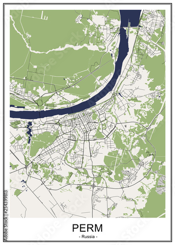 map of the city of Perm, Russia