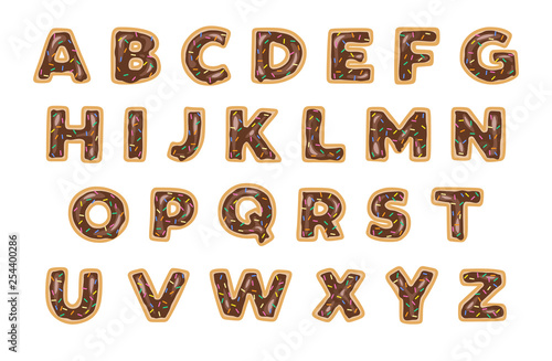 Donut typography with chocolate icing and sprinkles