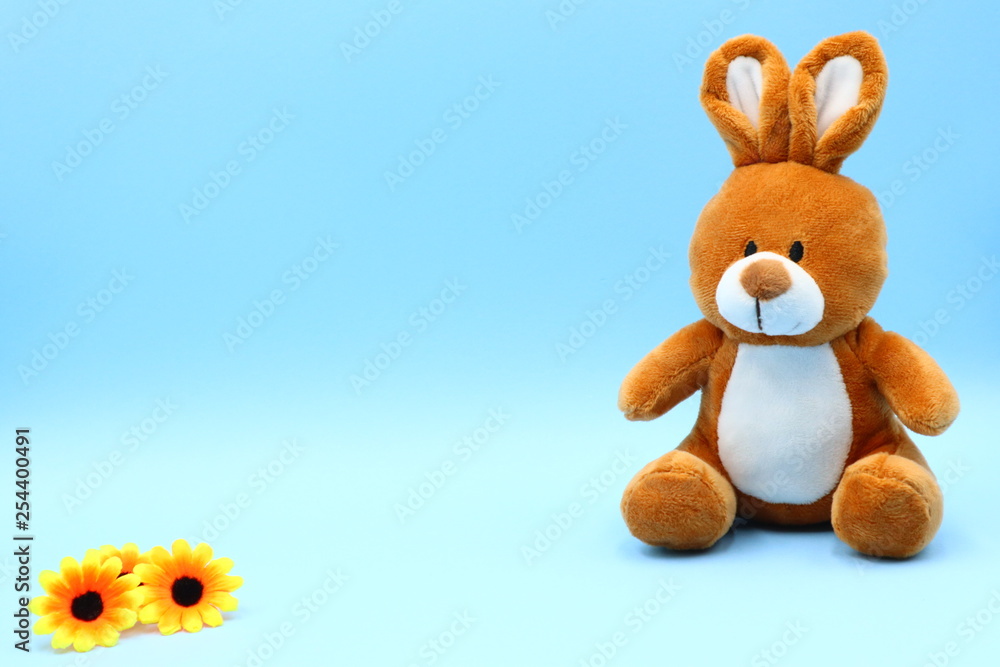 Funny Easter Composition with Teddy Bunny Funny Easter Composition with Teddy Bunny