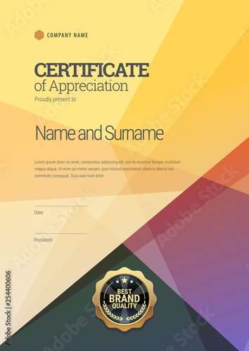 Certificate template. Diploma of modern design or gift certificate. Vector illustration.