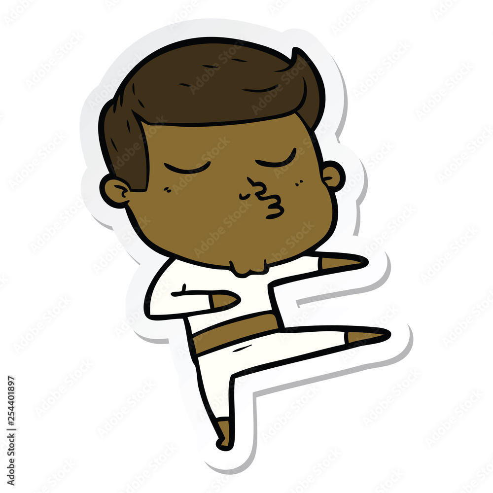 sticker of a cartoon model guy pouting sticker of a cartoon model guy pouting