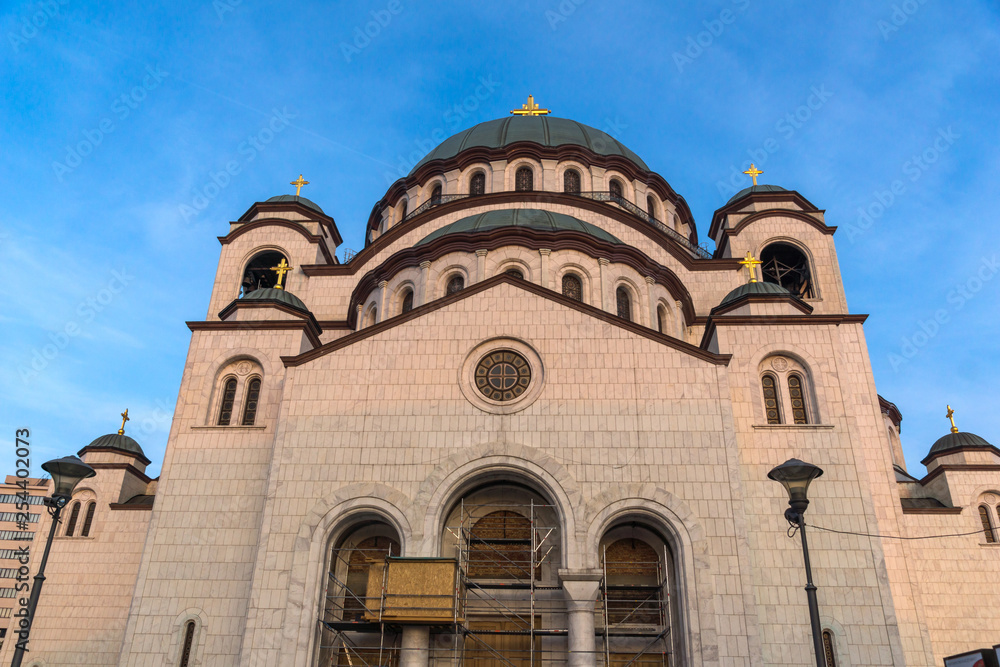 Cathedral Church of Saint Sava in the center of city of Belgrade, Serbia
