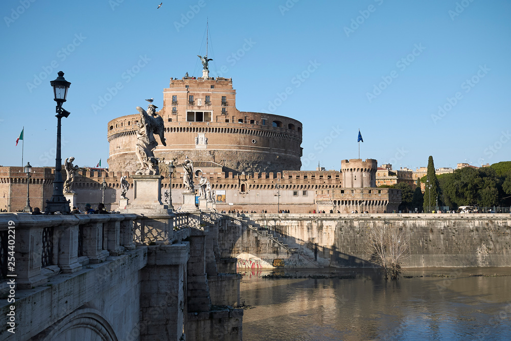 Roma, Italy - February 05, 2019 : View of the Mausoleum of Hadrian