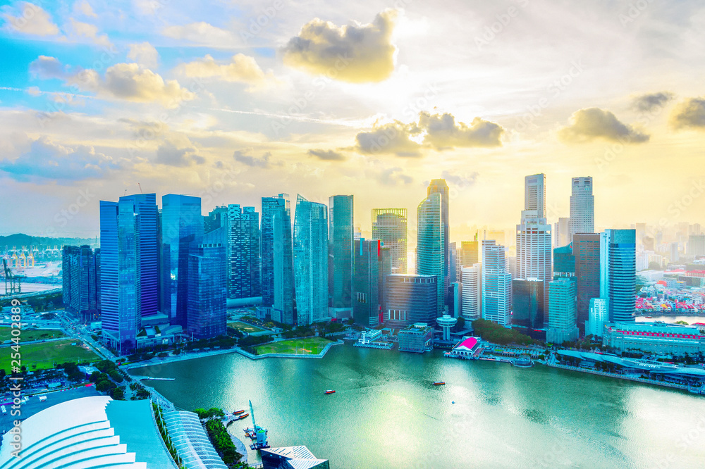 Fototapeta premium Widok z lotu ptaka centrum Singapuru rdzenia