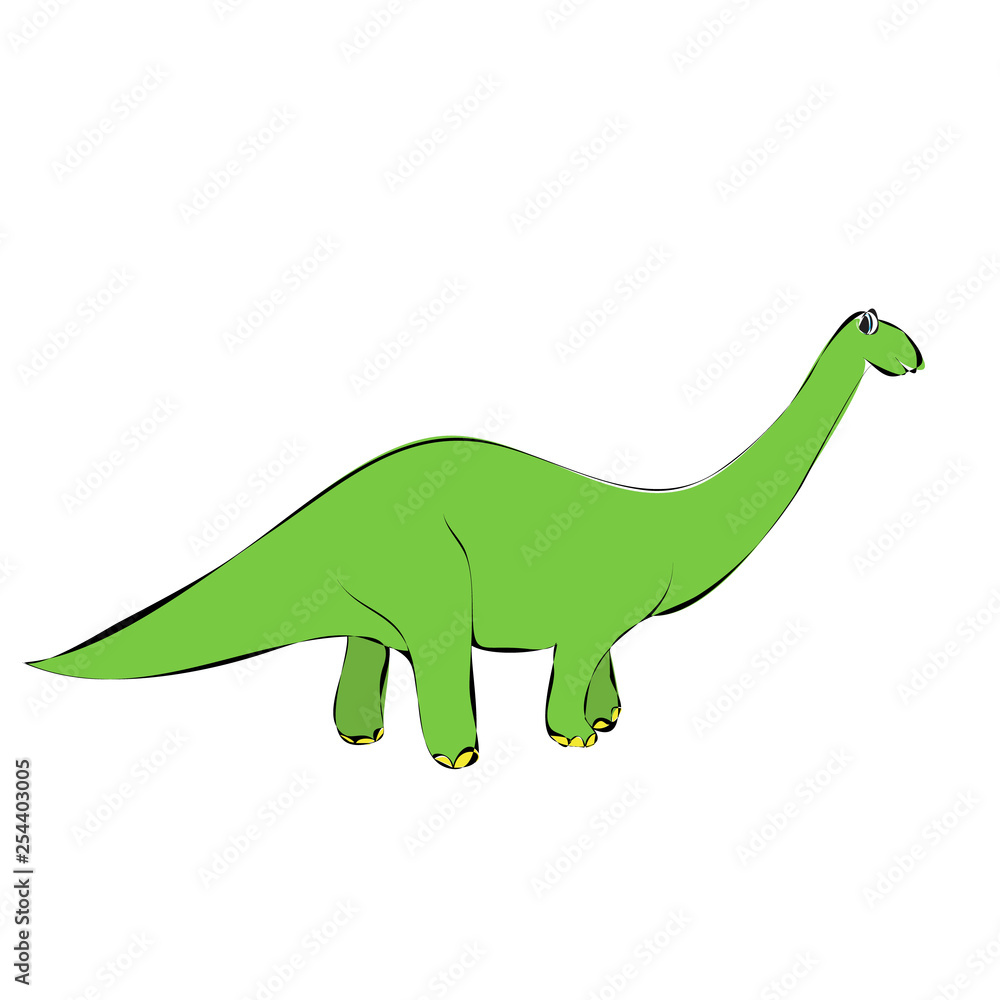 Fototapeta premium vector, isolated, dinosaur, character, sketch, green