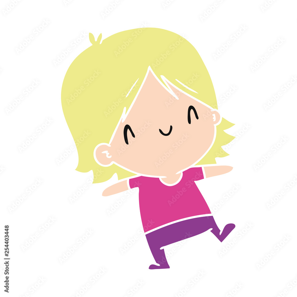 cartoon of a cute kawaii girl