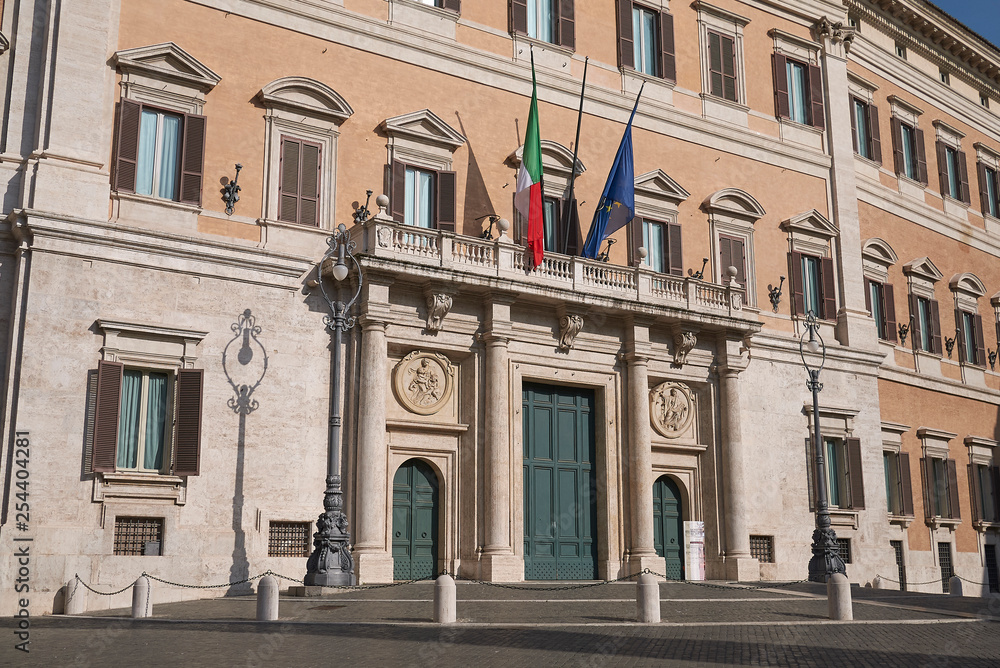 Roma, Italy - February 09, 2019 : View of Palazzo Montecitorio