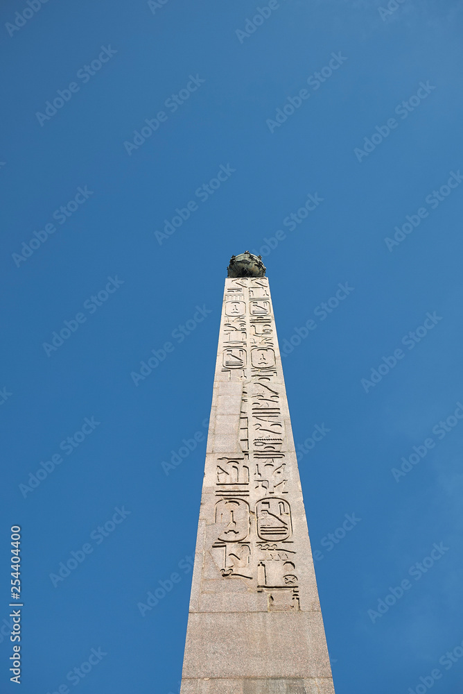 Roma, Italy - February 09, 2019 : View of the Montecitorio obelisk