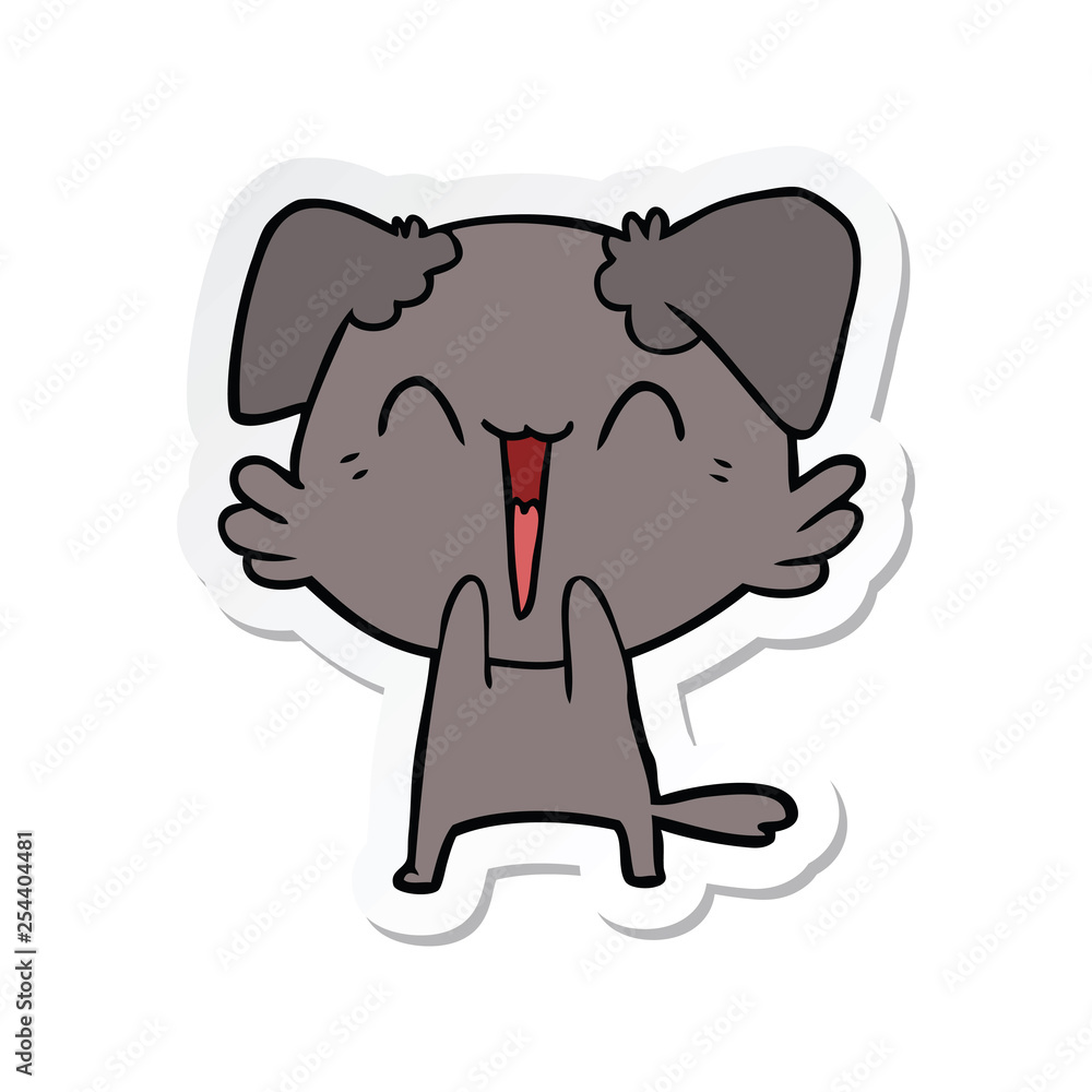 sticker of a happy little dog cartoon sticker of a happy little dog cartoon