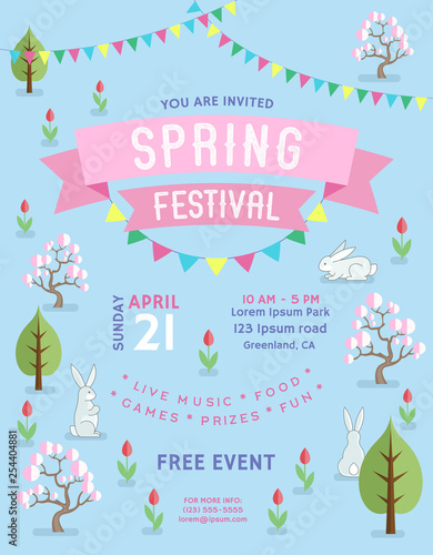 Spring festival announcing poster template. Text customized for invitation.