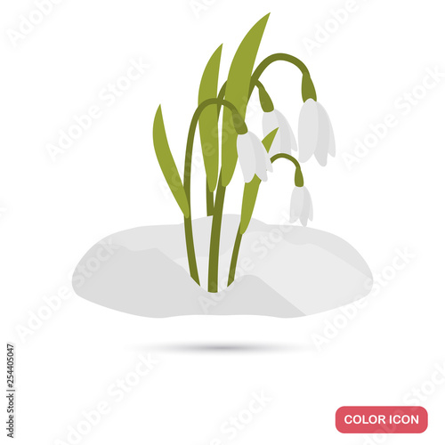 Smowdrop flowers color flat icon for web and mobile design