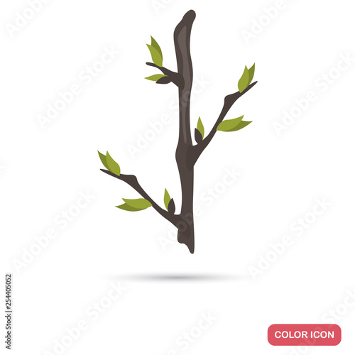 Leaflet on a branch color flat icon for web and mobile design