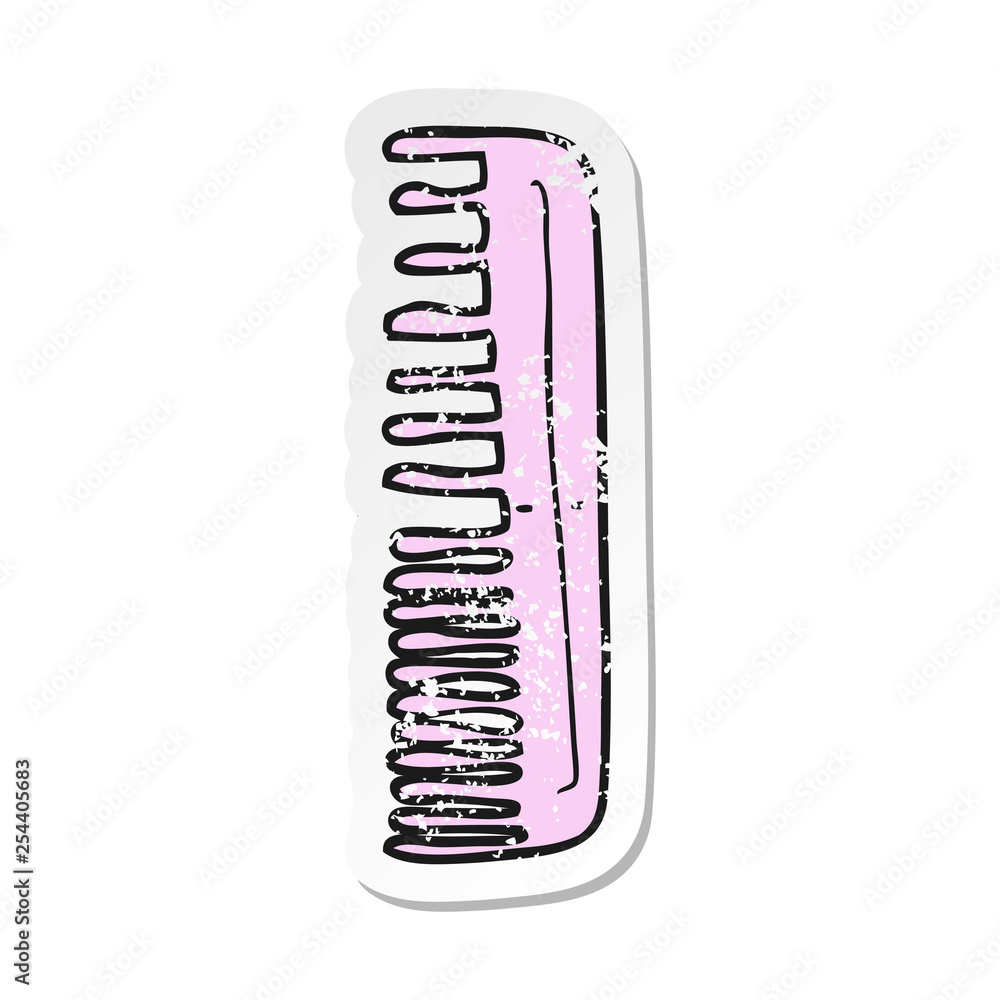 retro distressed sticker of a cartoon comb retro distressed sticker of a cartoon comb