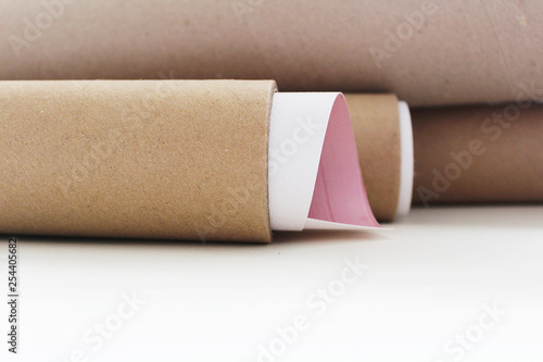 packing craft cardboard tubes with a banner