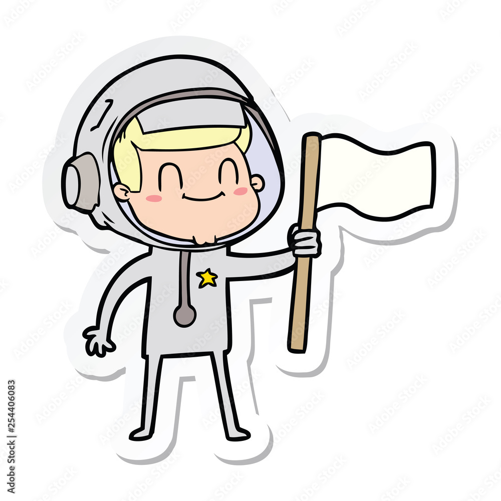 sticker of a happy cartoon astronaut sticker of a happy cartoon astronaut