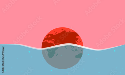 global warming. swimming earth. hot planet. vector illustration esp10 photo