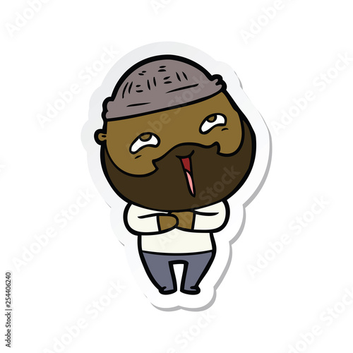 sticker of a cartoon happy bearded man