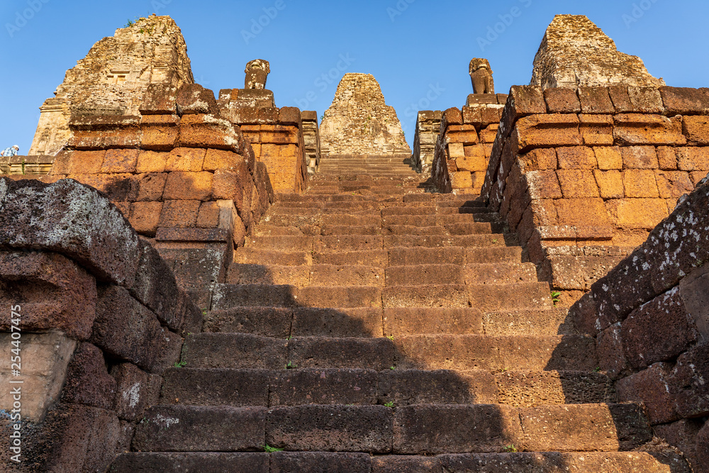Fototapeta premium Pre Rup temple, Cambodia. Staircase to the sanctuary tower