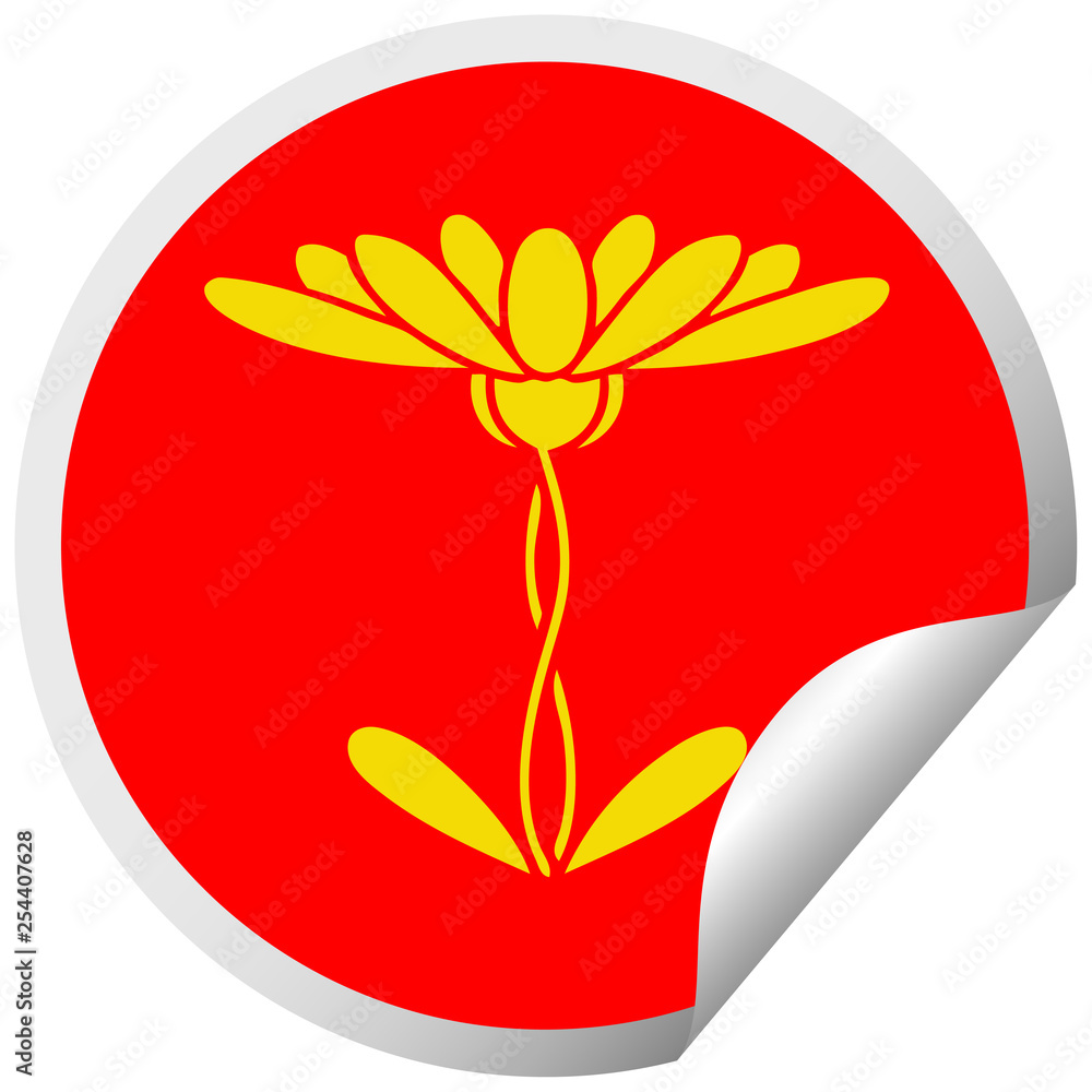 Fototapeta premium circular peeling sticker cartoon flower