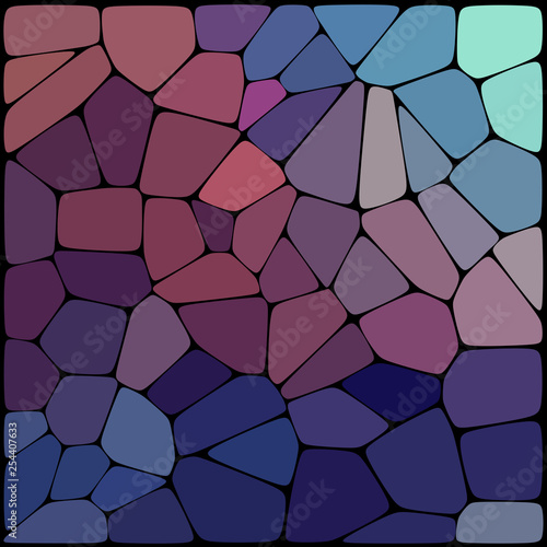 Abstract mosaic pattern consisting of geometric elements of different sizes and colors. Vector illustration. Purple, blue colors.
