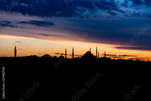Sunset at the historic peninsula of Istanbul