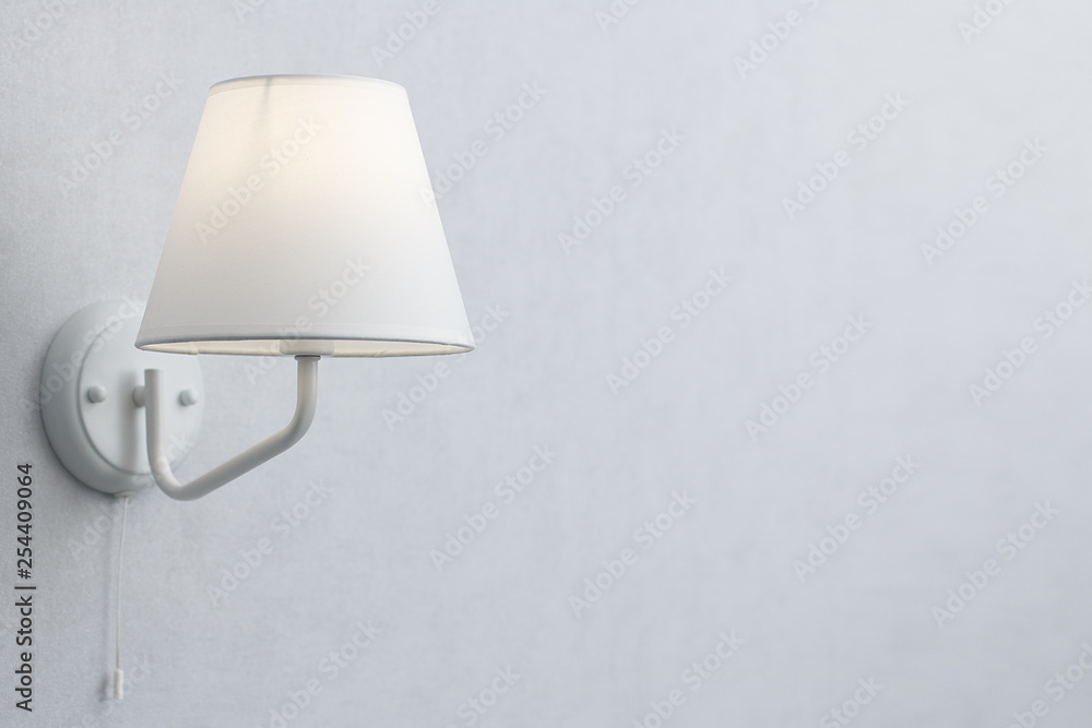 Wall lamp with white shade from canvas