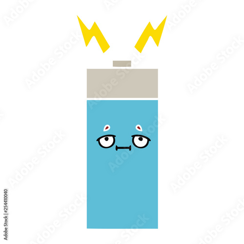 flat color retro cartoon battery