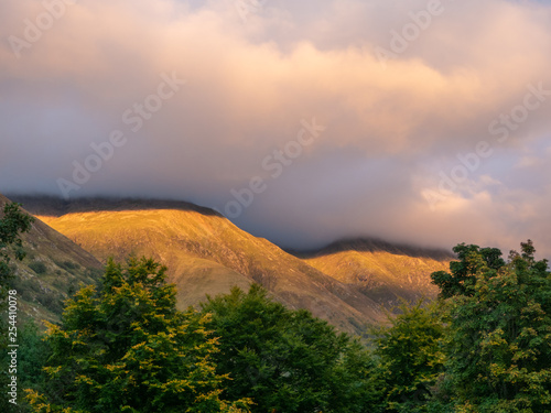 mountain in fort william scotland in the evening with clouds
