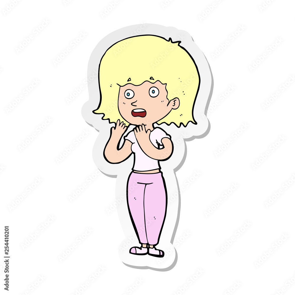 sticker of a cartoon shocked woman sticker of a cartoon shocked woman
